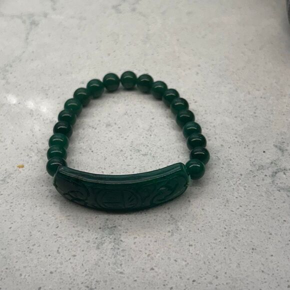 Jadeite Jade Beaded Stretch Bracelet Women's Size S/M Green Gemstone - Picture 8 of 9